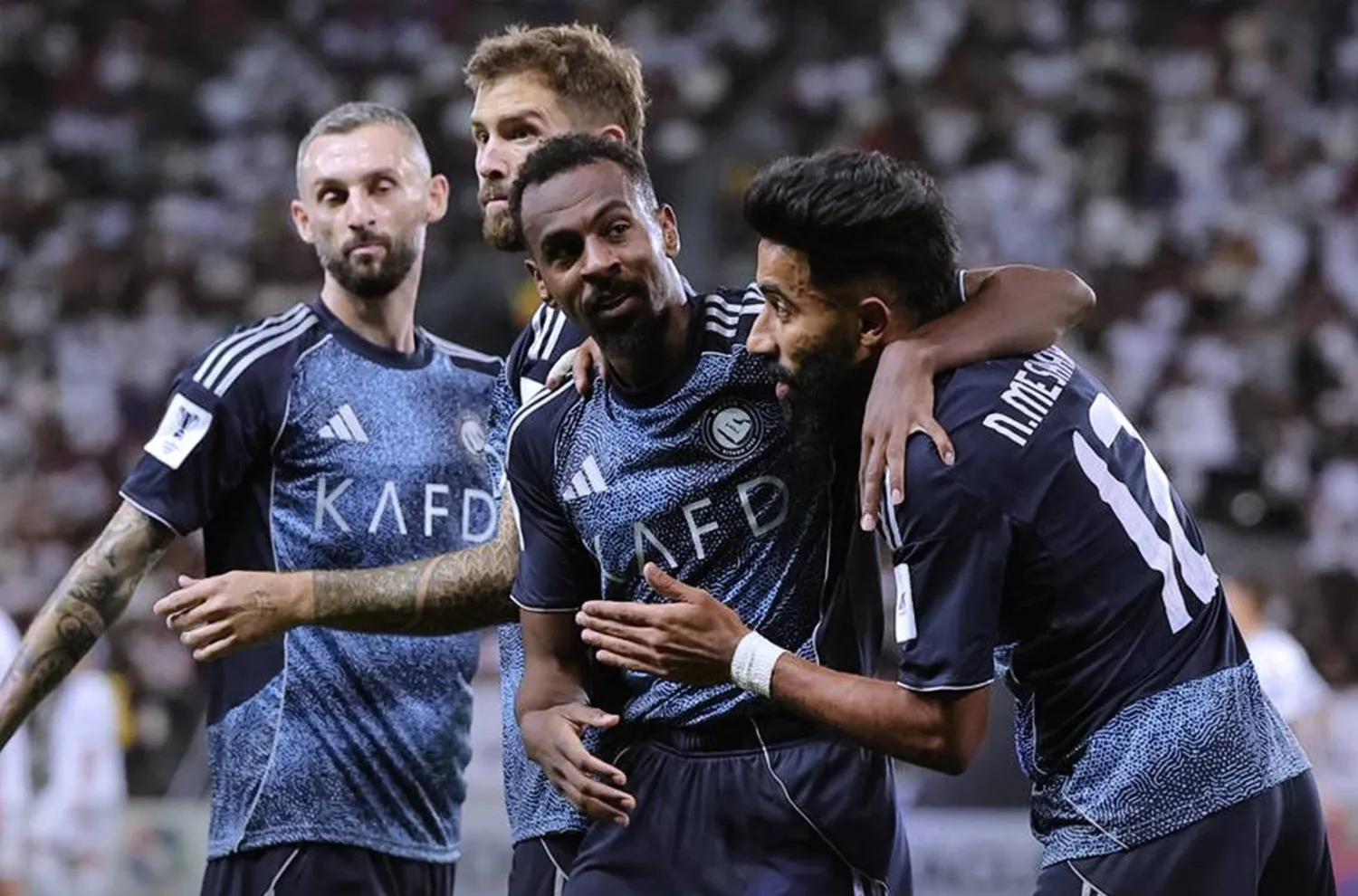 الخيبري محتفلاً بهدفه في الزوراء (الاتحاد السعودي لكرة القدم) 