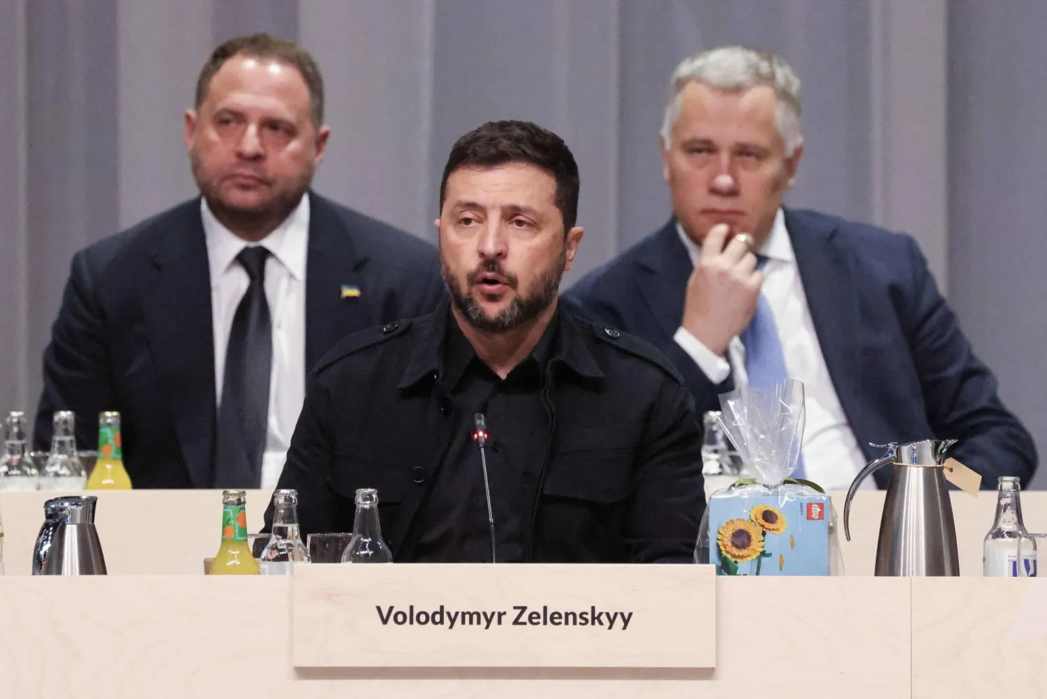 Ukraine's President Volodymyr Zelensky speaks during the plenary session of the 7th European Political Community (EPC) Summit at the Bella Center in Copenhagen on October 2, 2025. (Photo by Ludovic MARIN / AFP)