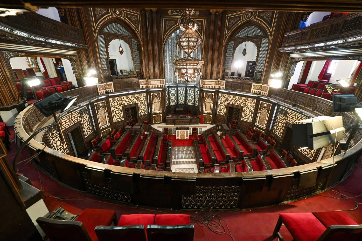 The assembly hall of the parliament building is pictured in Damascus on October 1, 2025. (AFP)