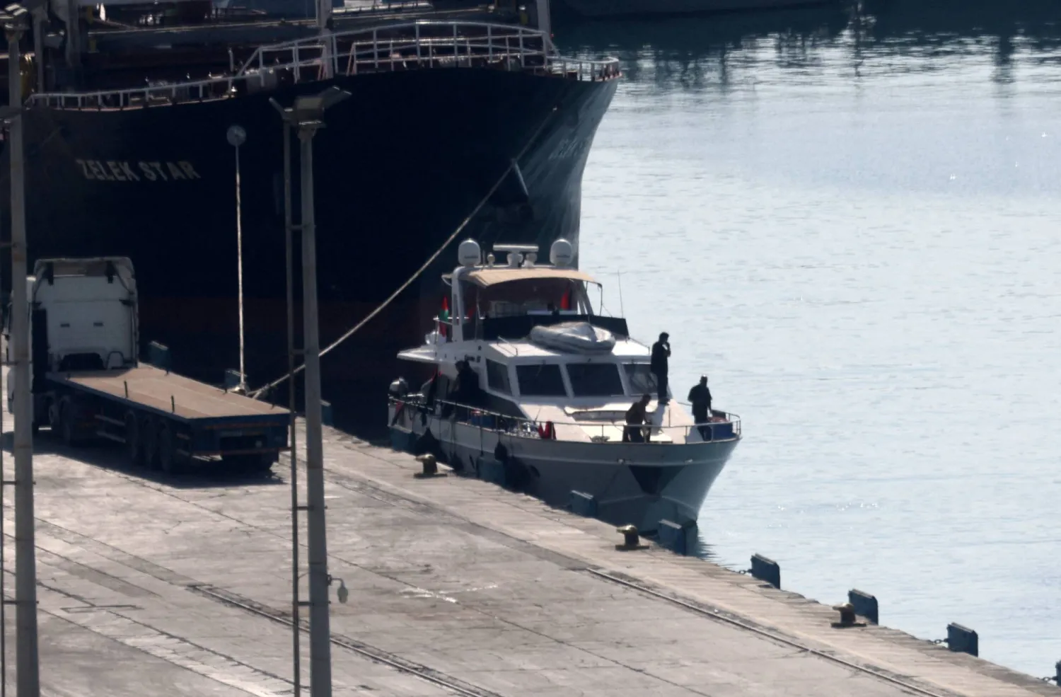 أحد قوارب «أسطول الصمود» في ميناء لارناكا... قبرص 3 أكتوبر 2025 (رويترز)