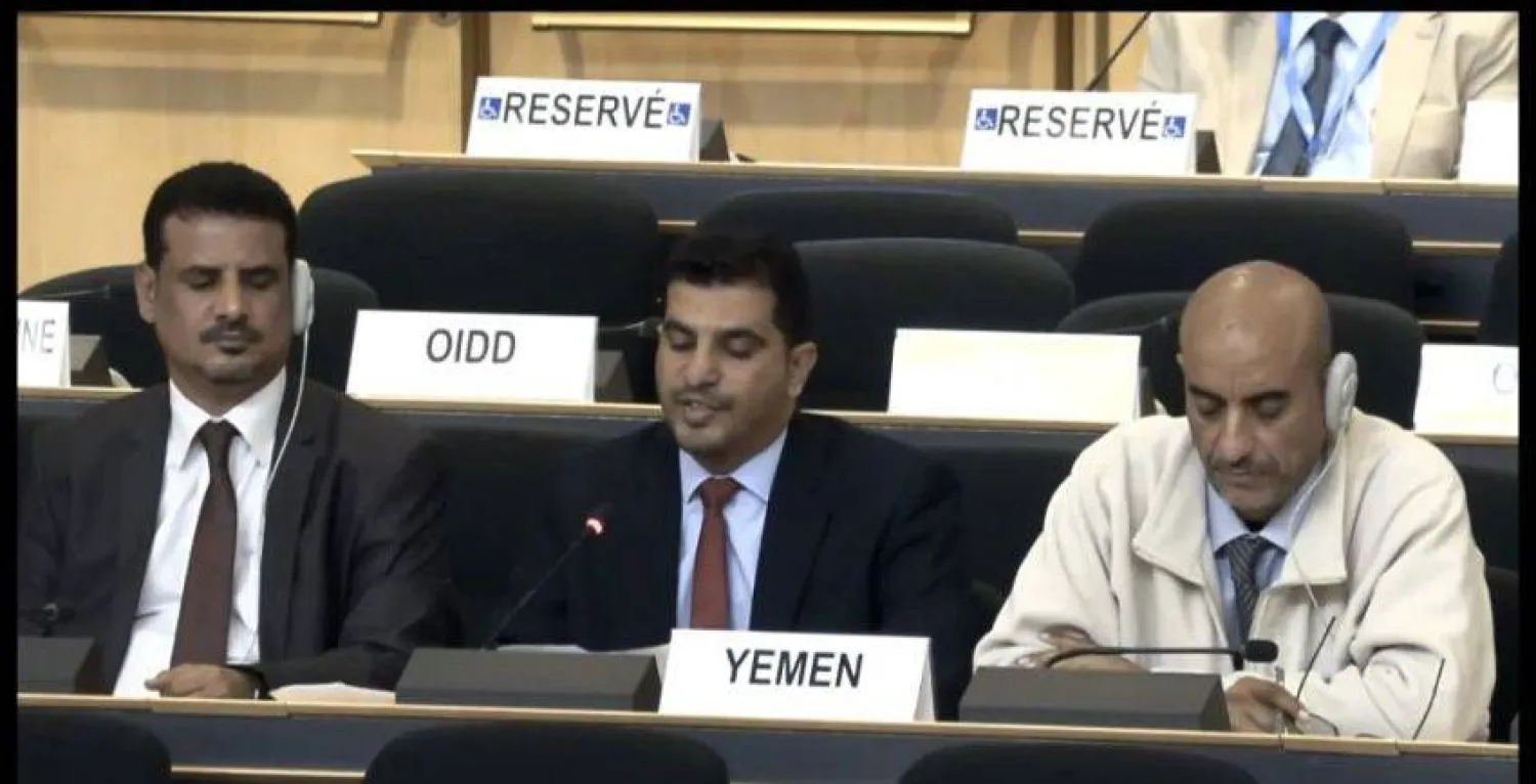 ممثلو الوفد اليمني خلال اجتماعات مجلس حقوق الإنسان بجنيف (سبأ)