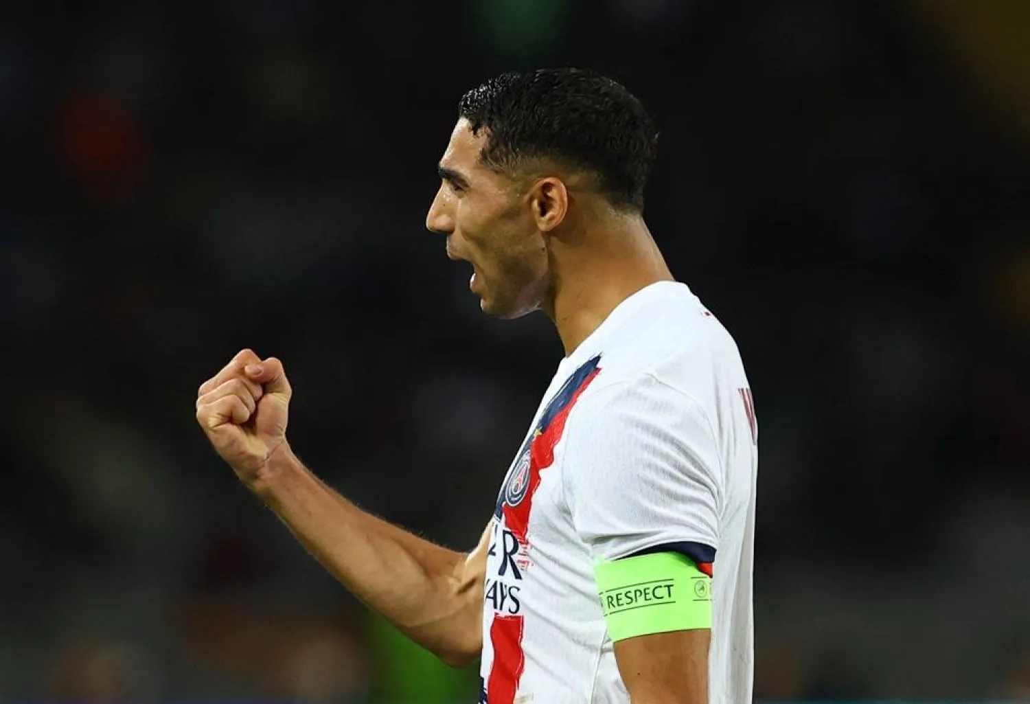 Football - UEFA Champions League - FC Barcelona v Paris St Germain - Estadi Olimpic Lluis Companys, Barcelona, Spain - October 1, 2025 Paris St Germain's Achraf Hakimi celebrates after Goncalo Ramos scores their second goal. (Reuters)