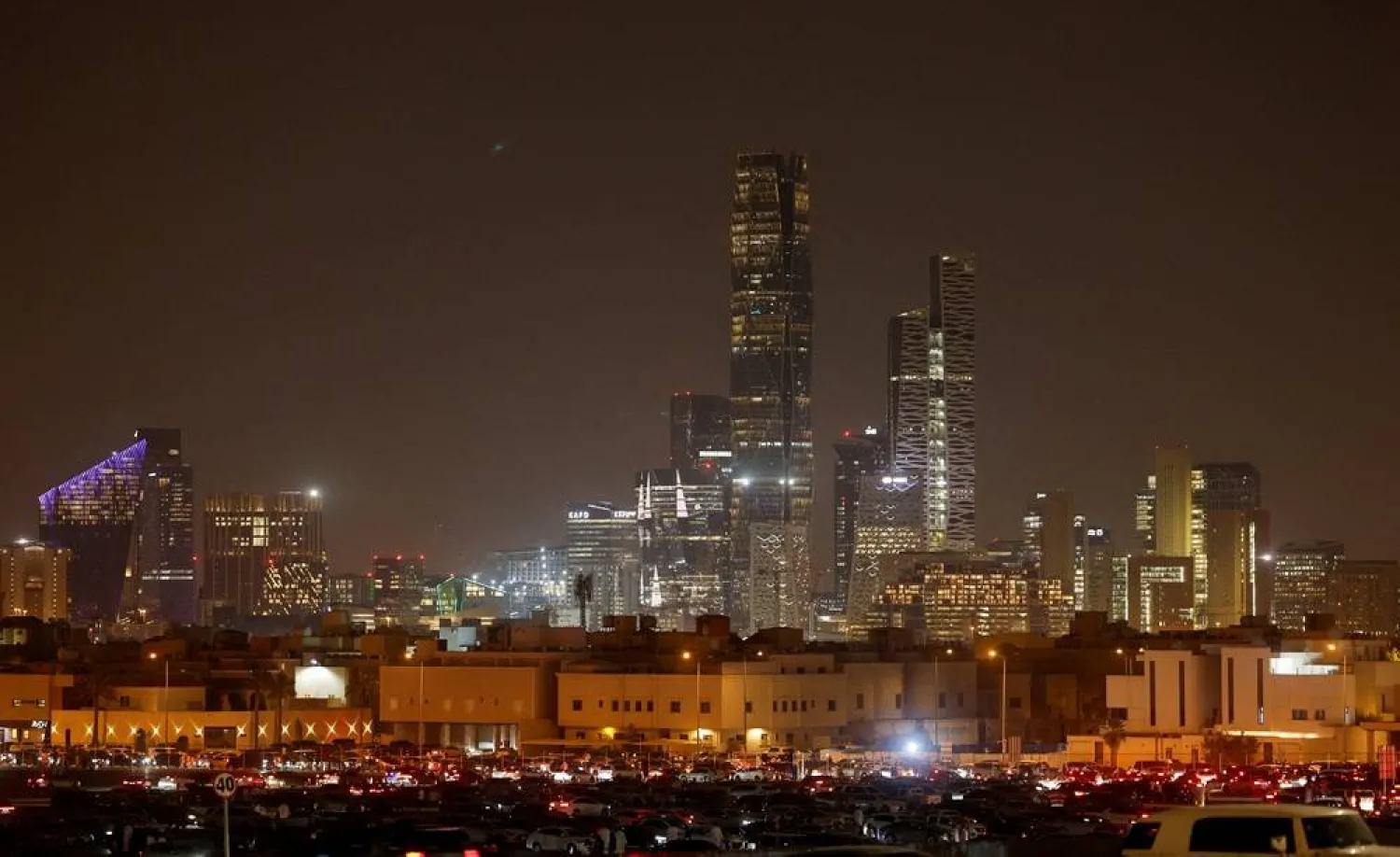The King Abdullah Financial District (KAFD) during the early hours of the night in Riyadh, Saudi Arabia, August 29, 2025. (Reuters)