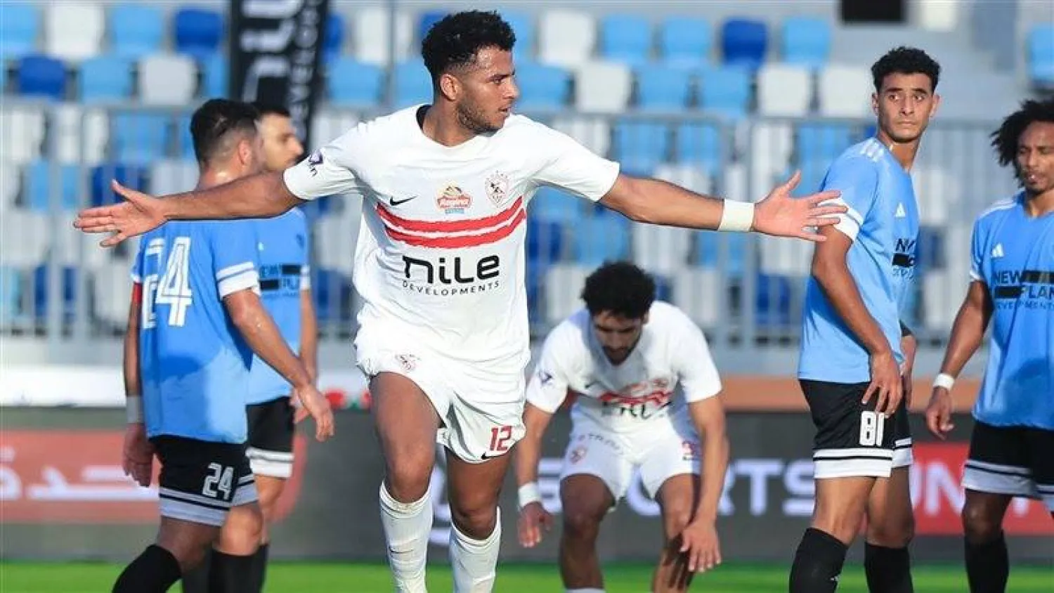 أحمد ربيع يحتفل بهدف التقدم للزمالك في المحلة (الدوري المصري)