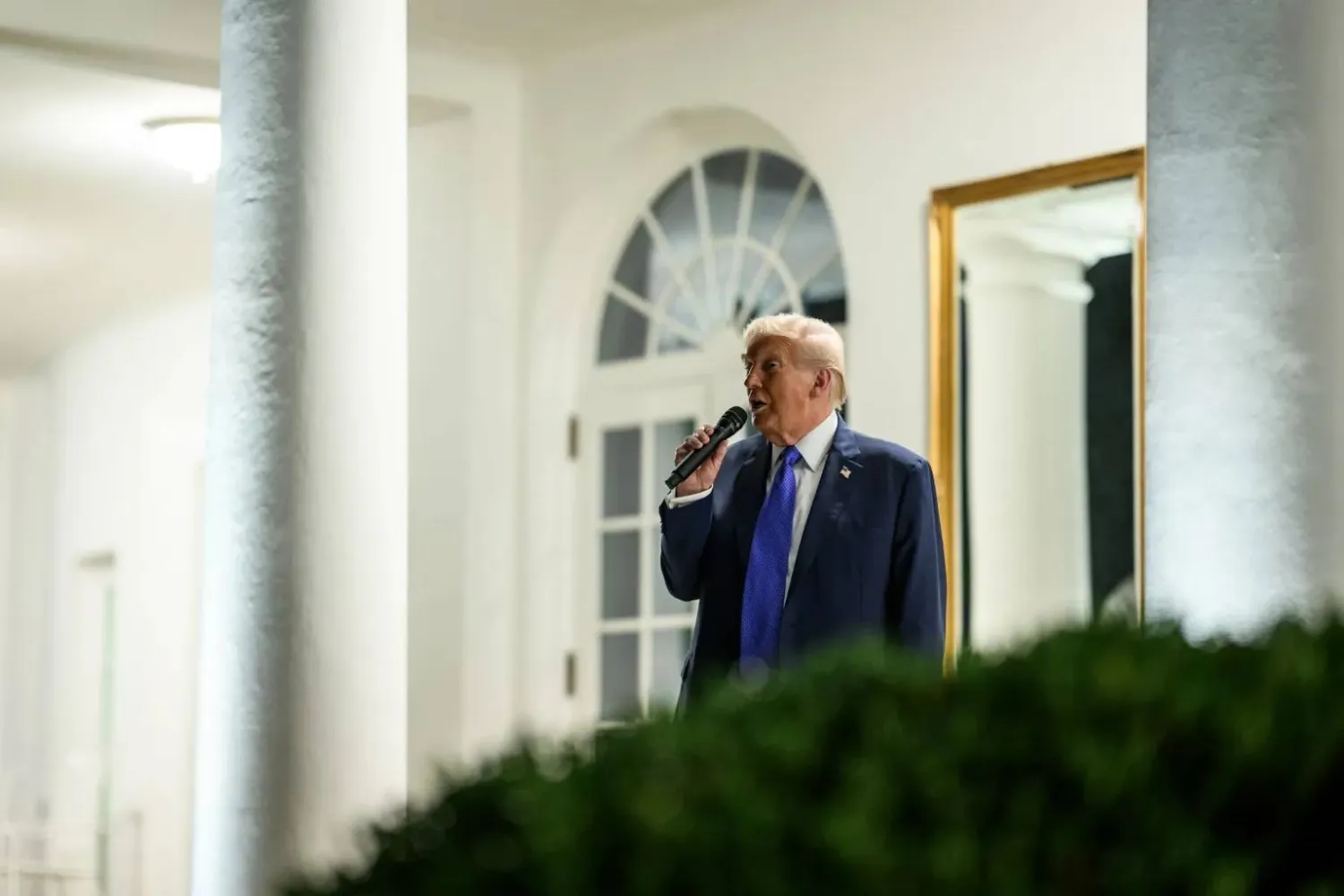 الرئيس الأميركي دونالد ترمب يلقي كلمة في حديقة البيت الأبيض (البيت الأبيض)