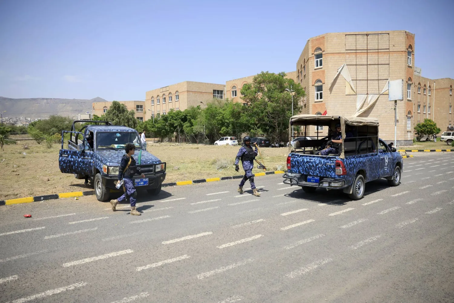 Houthi militias on patrol in Sanaa, Yemen, 01 October 2025. EPA/YAHYA ARHAB