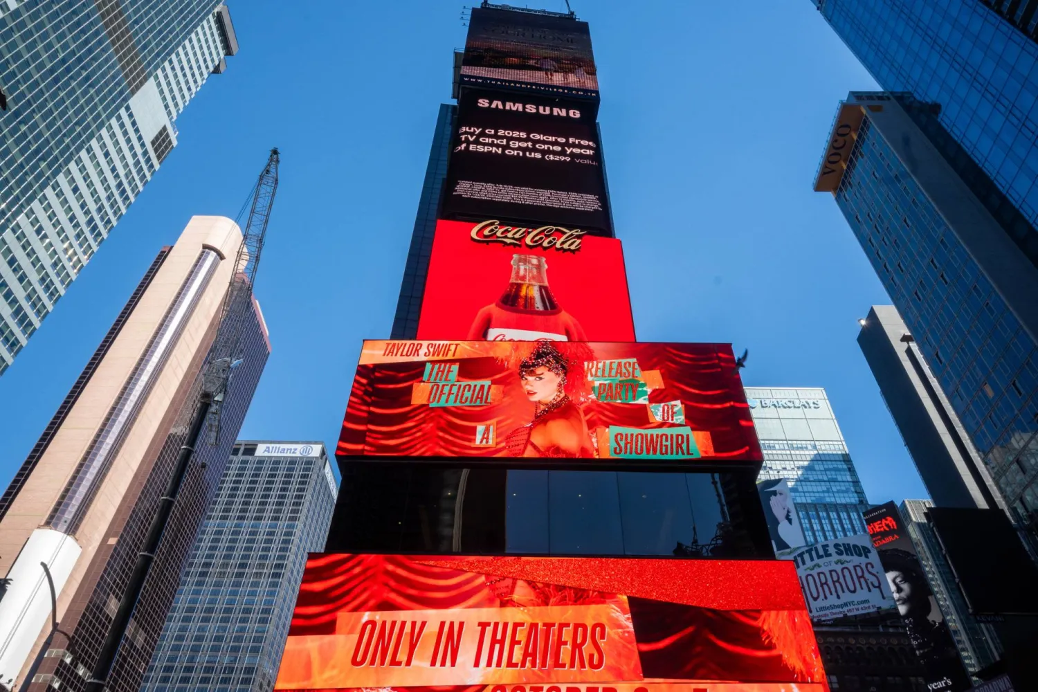 A billboard advertises Taylor Swift's album 'The Life of a Showgirl' at Times Square in New York, New York, USA, 04 October 2025. EPA/JOHN TAGGART