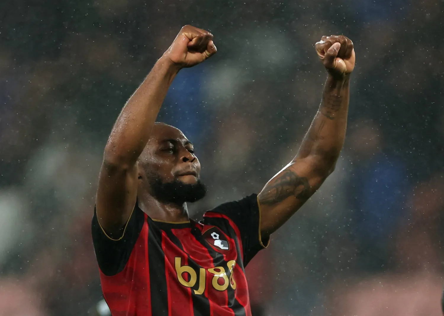 Football - Premier League - AFC Bournemouth v Fulham - Vitality Stadium, Bournemouth, Britain - October 3, 2025 AFC Bournemouth's Antoine Semenyo celebrates after the match. (Reuters)