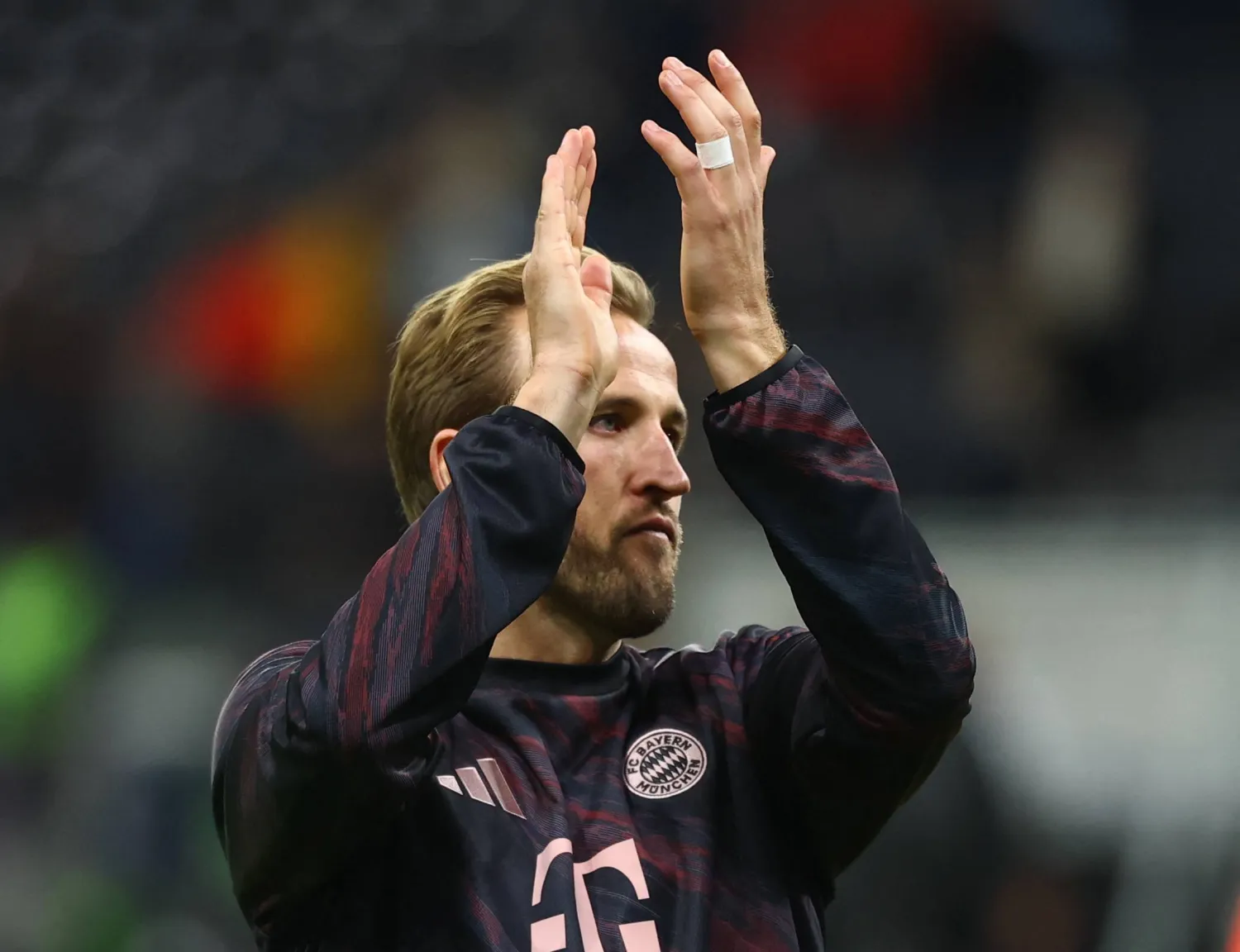 Football - Bundesliga - Eintracht Frankfurt v Bayern Munich - Deutsche Bank Park, Frankfurt, Germany - October 4, 2025 Bayern Munich's Harry Kane applauds fans after the match. (Reuters)