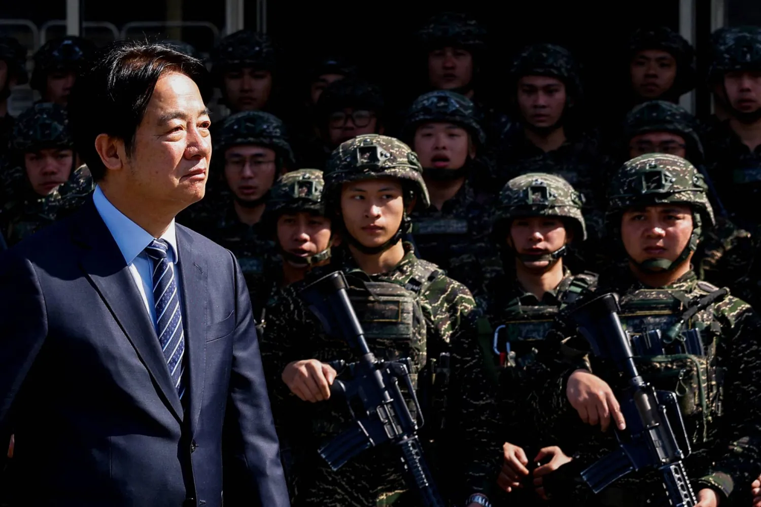 Taiwan's President Lai Ching-te pays a visit to Songshan airbase in Taipei, Taiwan March 21, 2025. (Reuters)