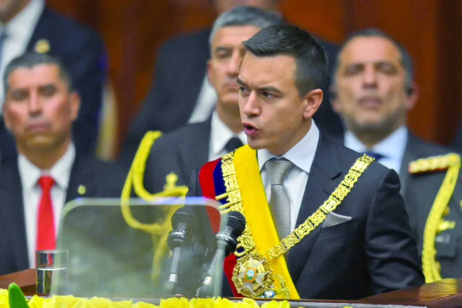 Noboa, Ekvador'daki sürpriz ezici zaferinin ardından başkanlık yeminini ediyor (Arşiv- AFP)