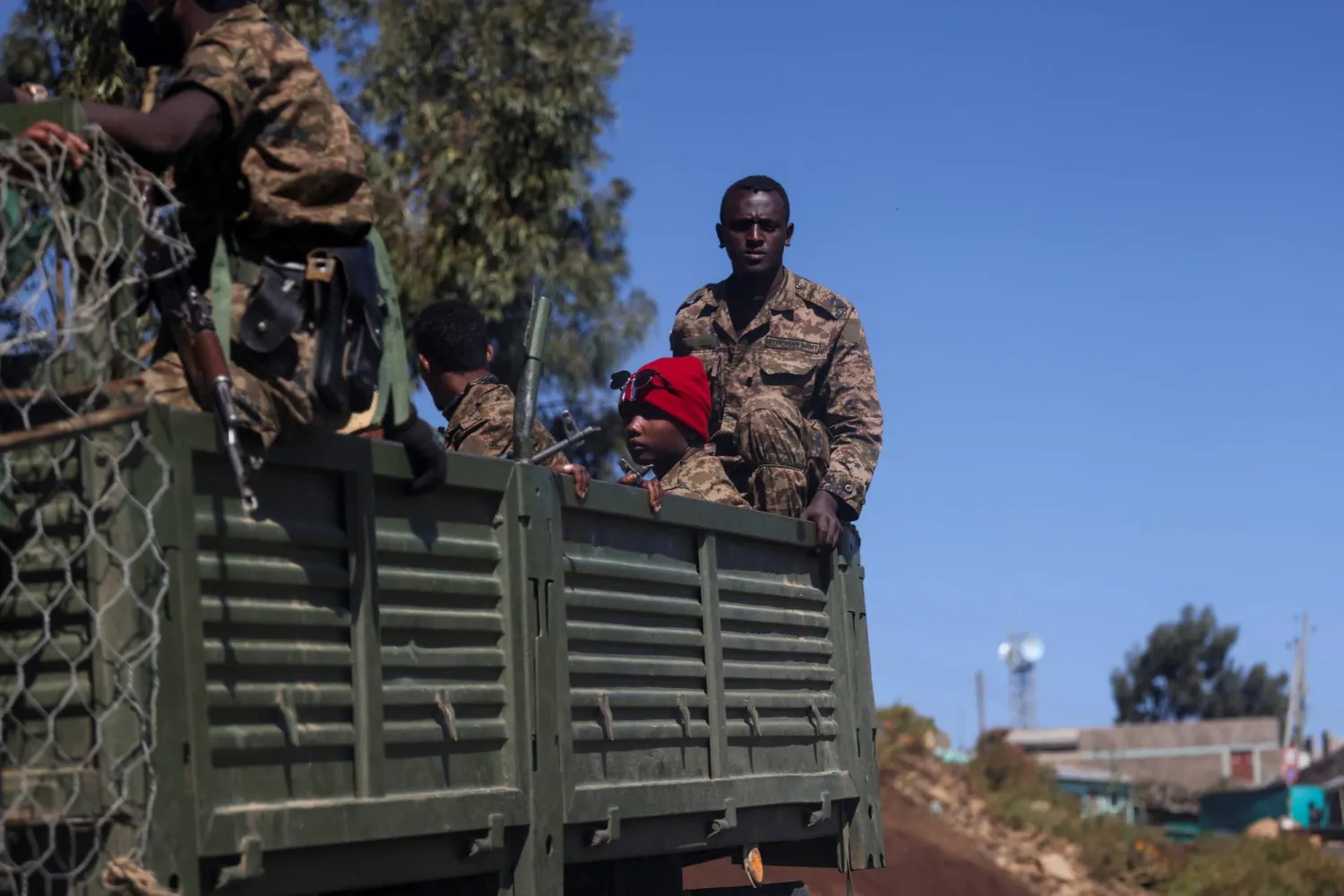 Ethiopian soldiers are seen in Tigray in March 2021. (Reuters)