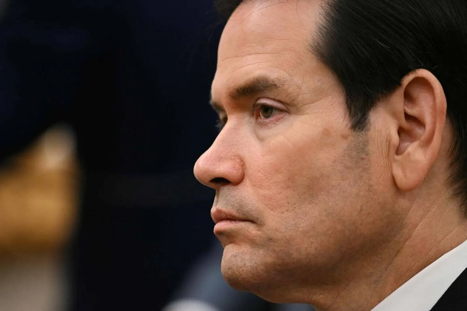  US Secretary of State Marco Rubio looks on as President Donald Trump meets with Canadian Prime Minister Mark Carney in the Oval Office of the White House in Washington, DC, on October 7, 2025. (AFP)
