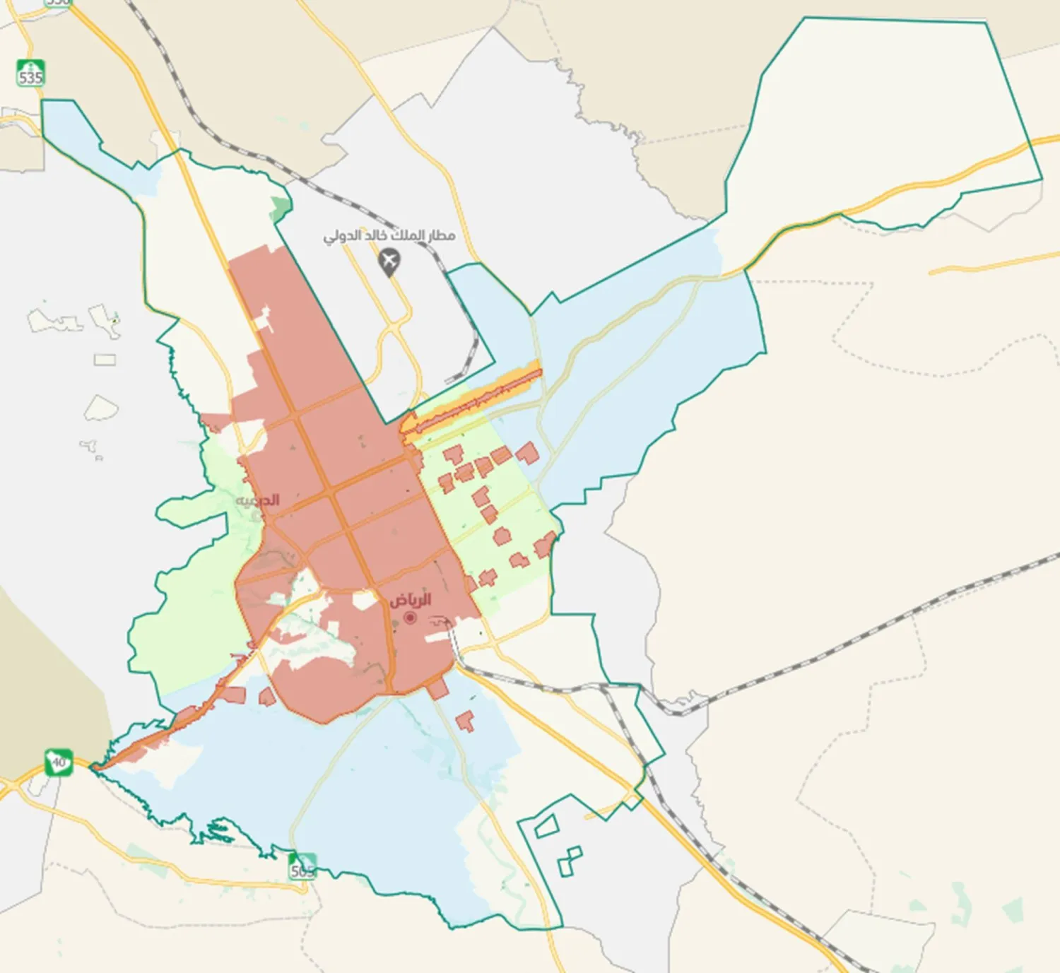 خريطة الأراضي البيضاء الواقعة داخل النطاق العمراني لمدينة الرياض (الموقع الرسمي للبرنامج)