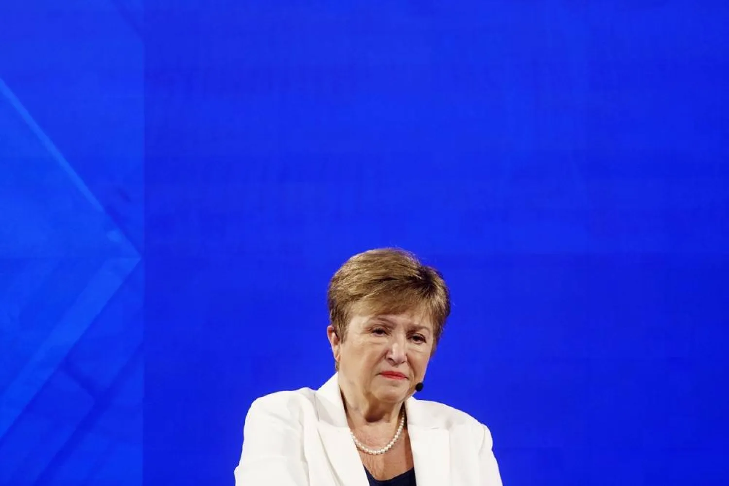 International Monetary Fund (IMF) Managing Director Kristalina Georgieva delivers a speech at the Milken Institute in Washington, DC USA, 08 October 2025. (EPA)