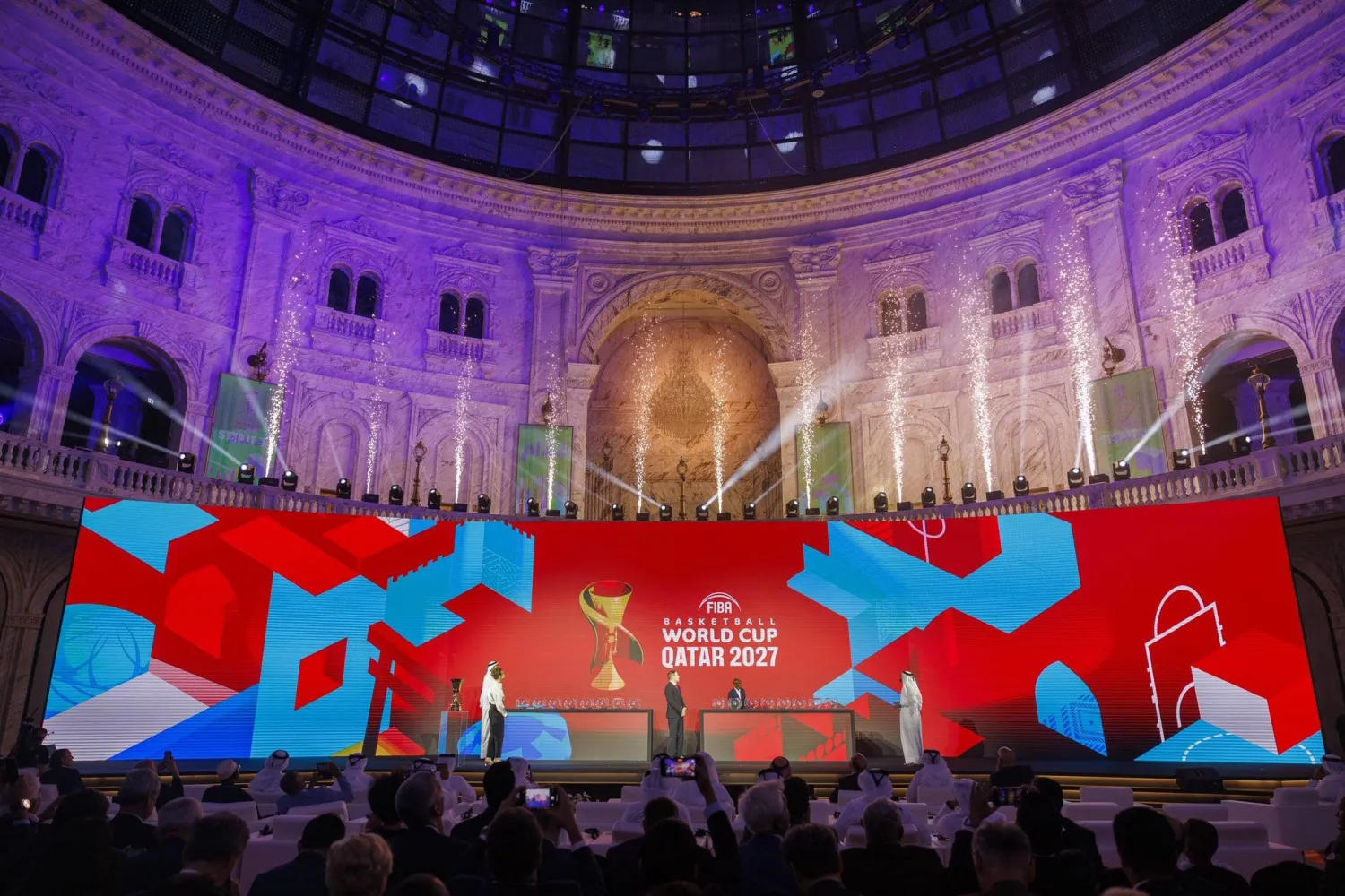 من قرعة تصفيات البطولة والتي جرت في مايو الماضي (الاتحاد القطري لكرة السلة)