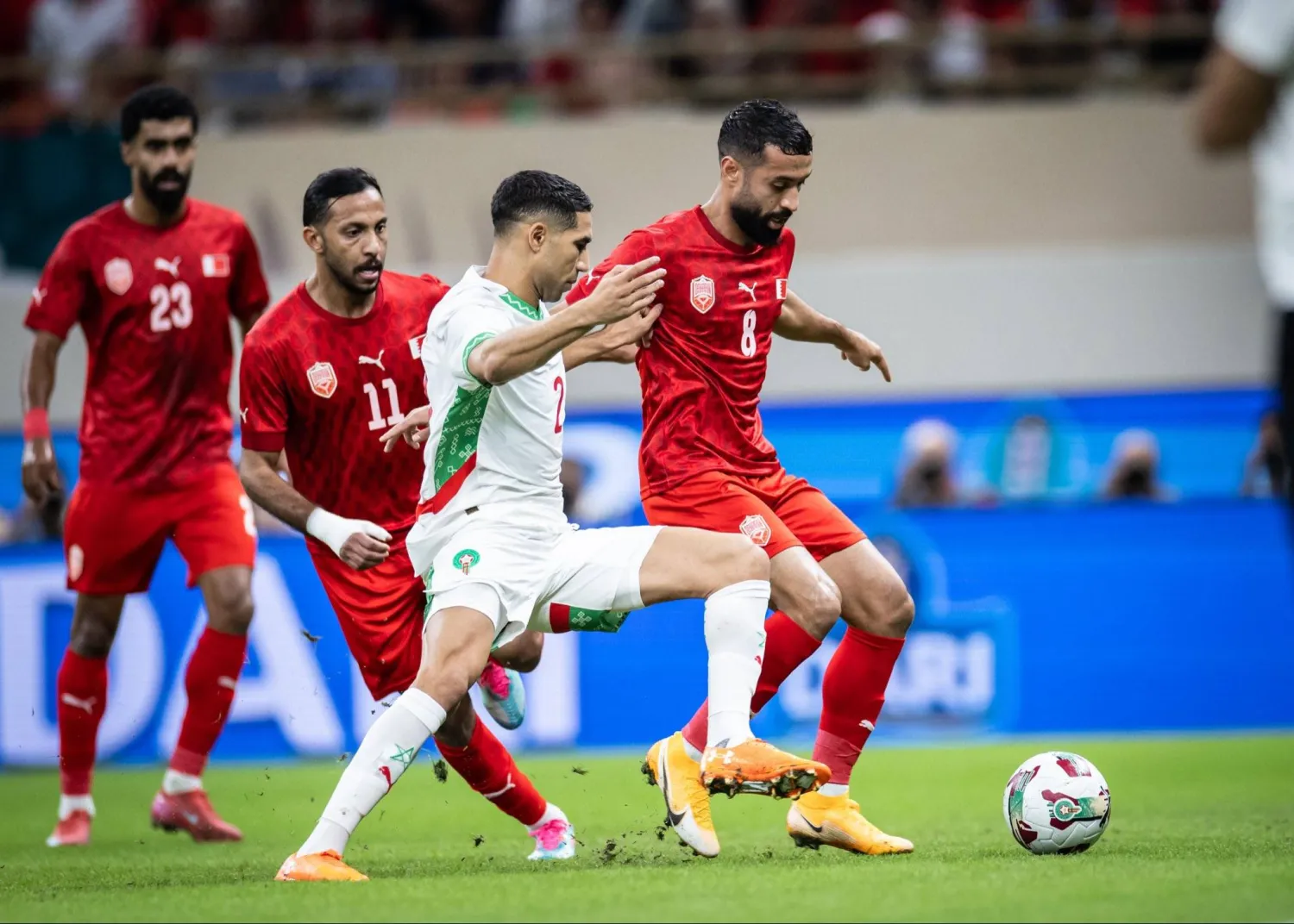 من المباراة التي جمعت المغرب والبحرين (بي إن الرياضية) 