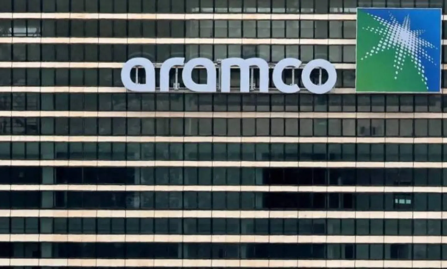 This picture shows Aramco tower at the King Abdullah Financial District (KAFD) in Riyadh on April 16, 2023. (Photo by Fayez Nureldine / AFP)