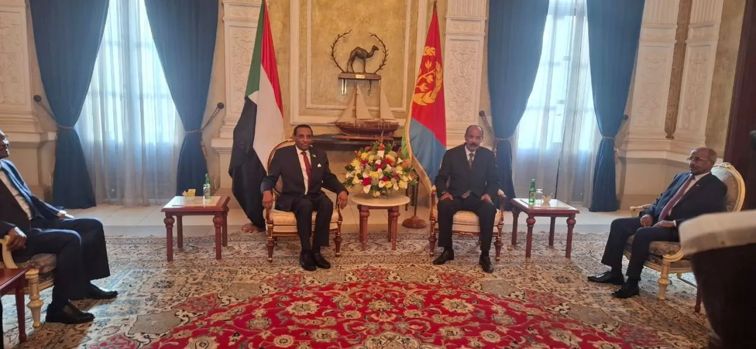 جانب من مباحثات الرئيس إدريس ووفده مع الرئيس أفورقي (سونا)