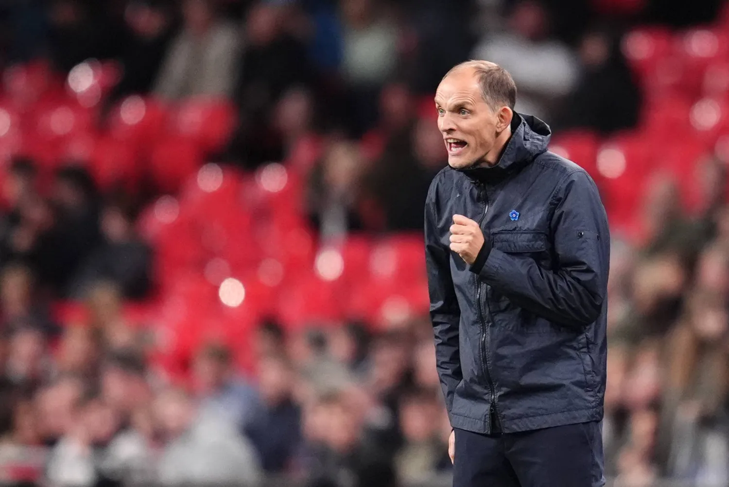 09 October 2025, United Kingdom, London: England manager Thomas Tuchel gestures on the touchline during the international friendly soccer match between England and Wales at Wembley Stadium. Photo: Adam Davy/PA Wire/dpa