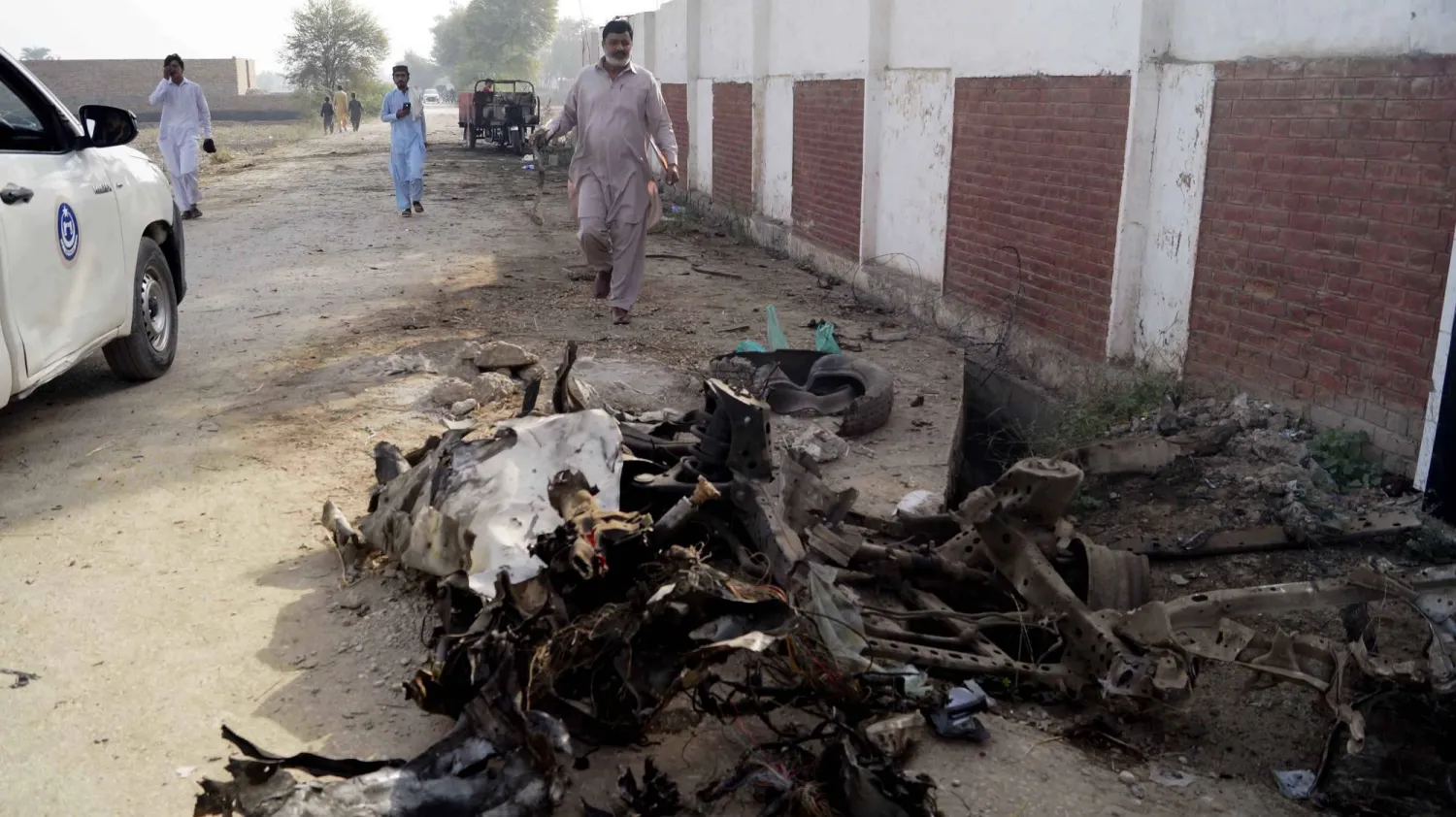 A view of the damages following a suspected militants attack against a police station in Dera Ismail Khan, in the KPK province, Pakistan, 11 October 2025. EPA/SAOOD REHMAN
