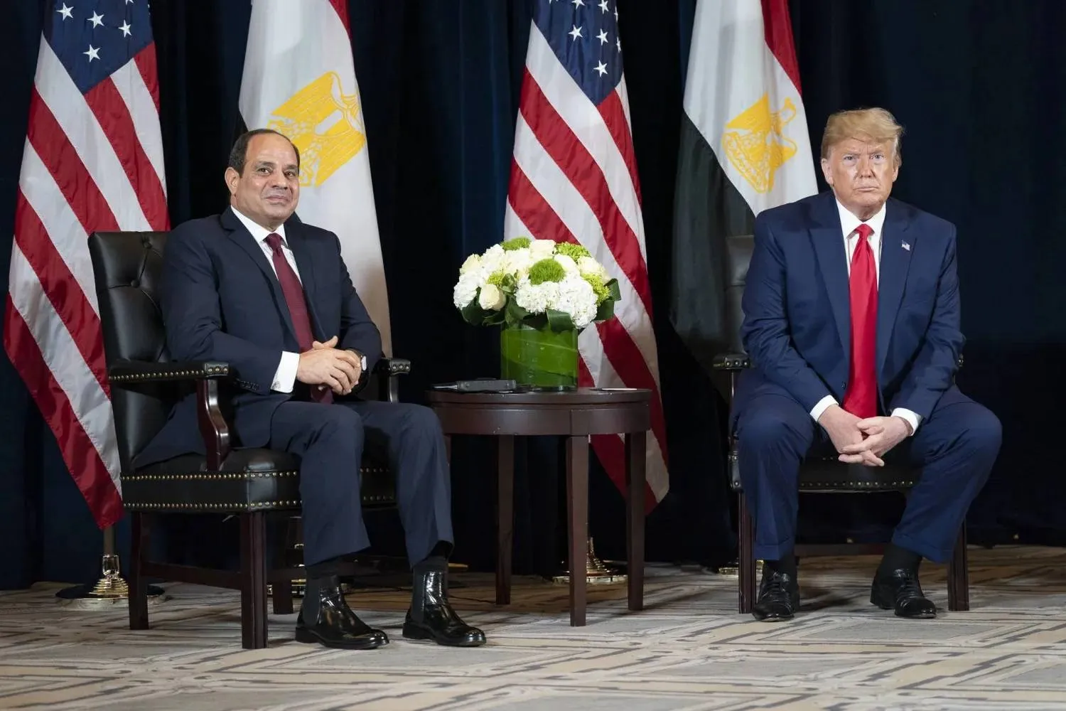 US President Donald Trump and his Egyptian counterpart Abdel Fattah al-Sisi during a previous meeting in New York (dpa file)