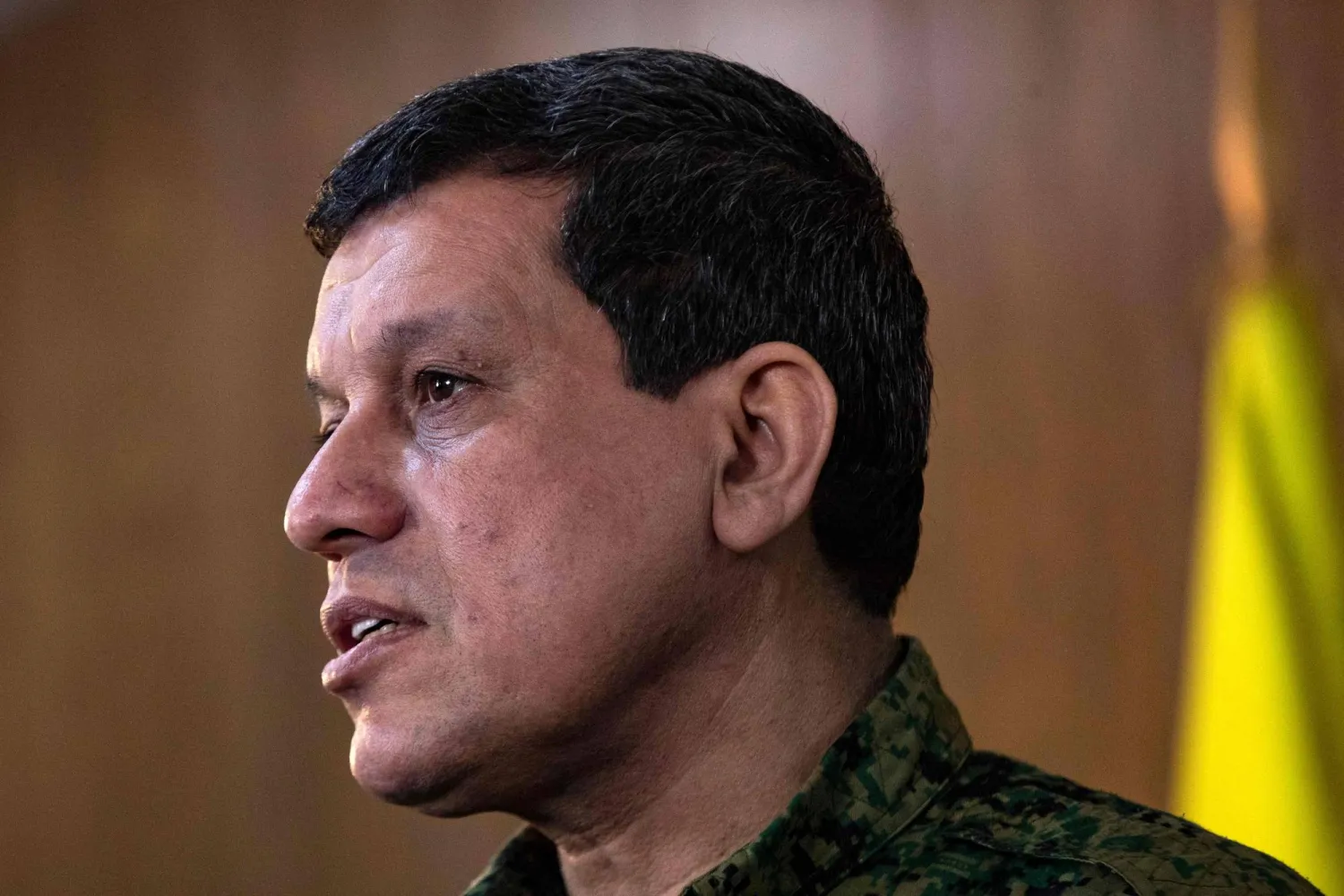Syrian Democratic Forces (SDF) commander-in-chief Mazloum Abdi, speaks during a press conference in Syria's northeastern city of Hasakeh on December 6, 2024. (AFP) 
