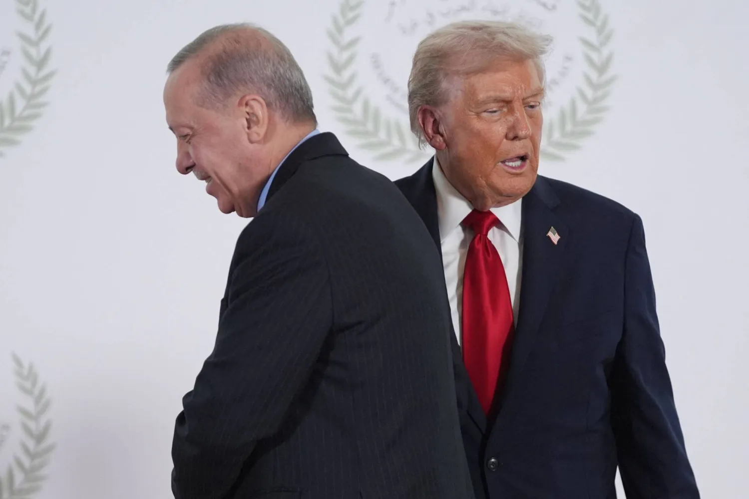 الرئيس الأميركي دونالد ترمب ونظيره التركي رجب طيب إردوغان في شرم الشيخ (أ.ف.ب)