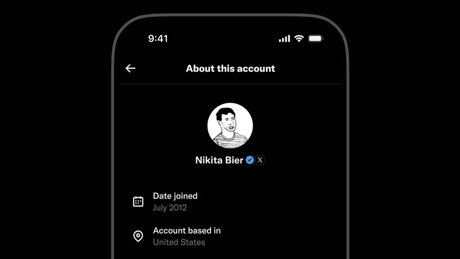 ميزة «حول هذا الحساب» تتوفر الأسبوع المقبل أولاً على حسابات فريق منصة «إكس» (إكس)