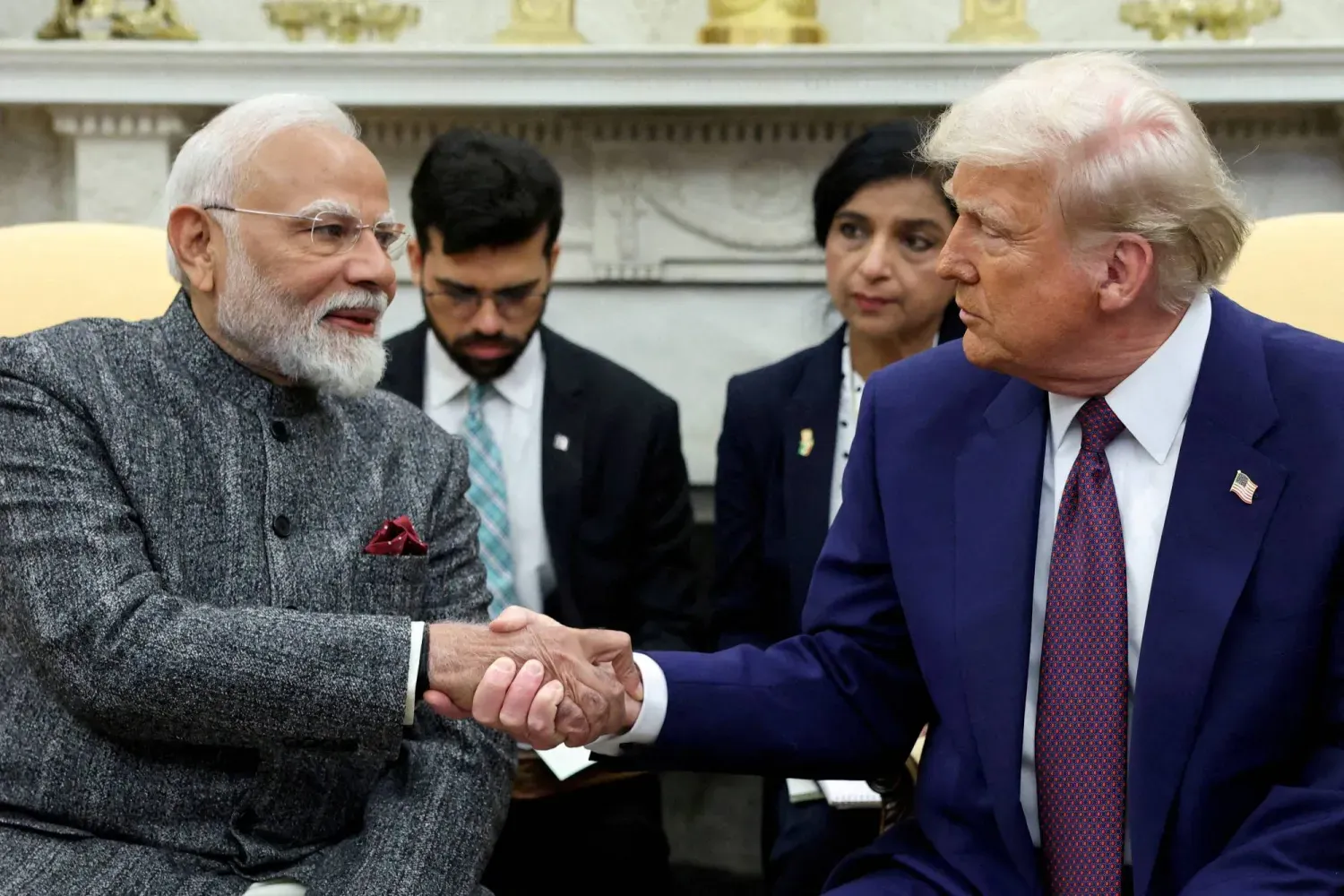 Trump ve Hindistan Başbakanı Narendra Modi, 13 Şubat 2025'te Beyaz Saray'da  (Reuters)