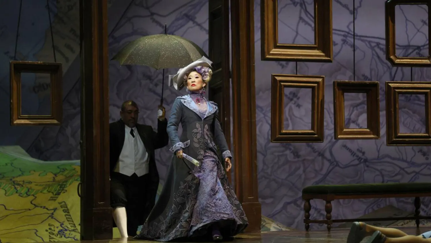 In 'La Fille du Regiment,' Italian composer Gaetano Donizetti's comic opera, the Canadian-American actress Sandra Oh plays the Duchess of Krakenthorp, who reluctantly marries off her son. TIMOTHY A. CLARY / AFP
