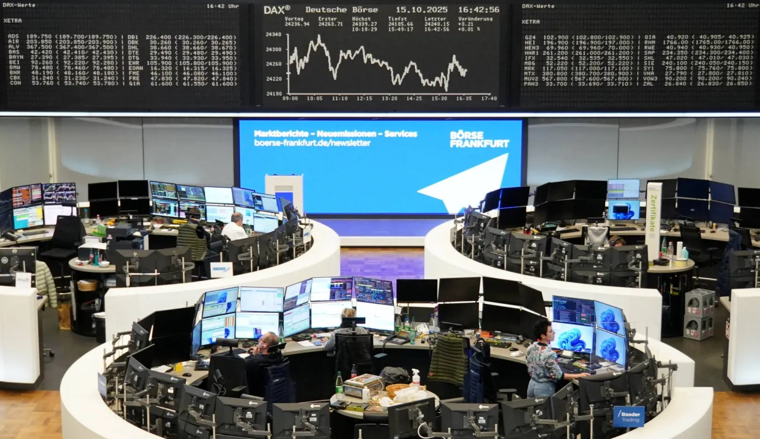 مخطط مؤشر الأسهم الألماني «داكس» في بورصة فرانكفورت (رويترز)