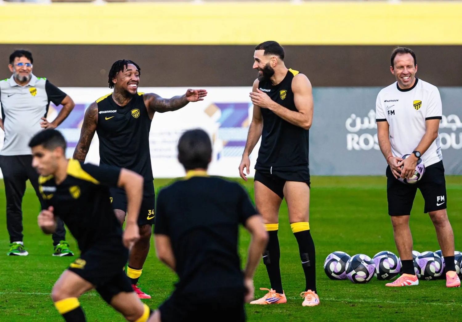 لاعبو الاتحاد خلال التدريبات الأخيرة قبل المغادرة إلى الرياض (نادي الاتحاد)