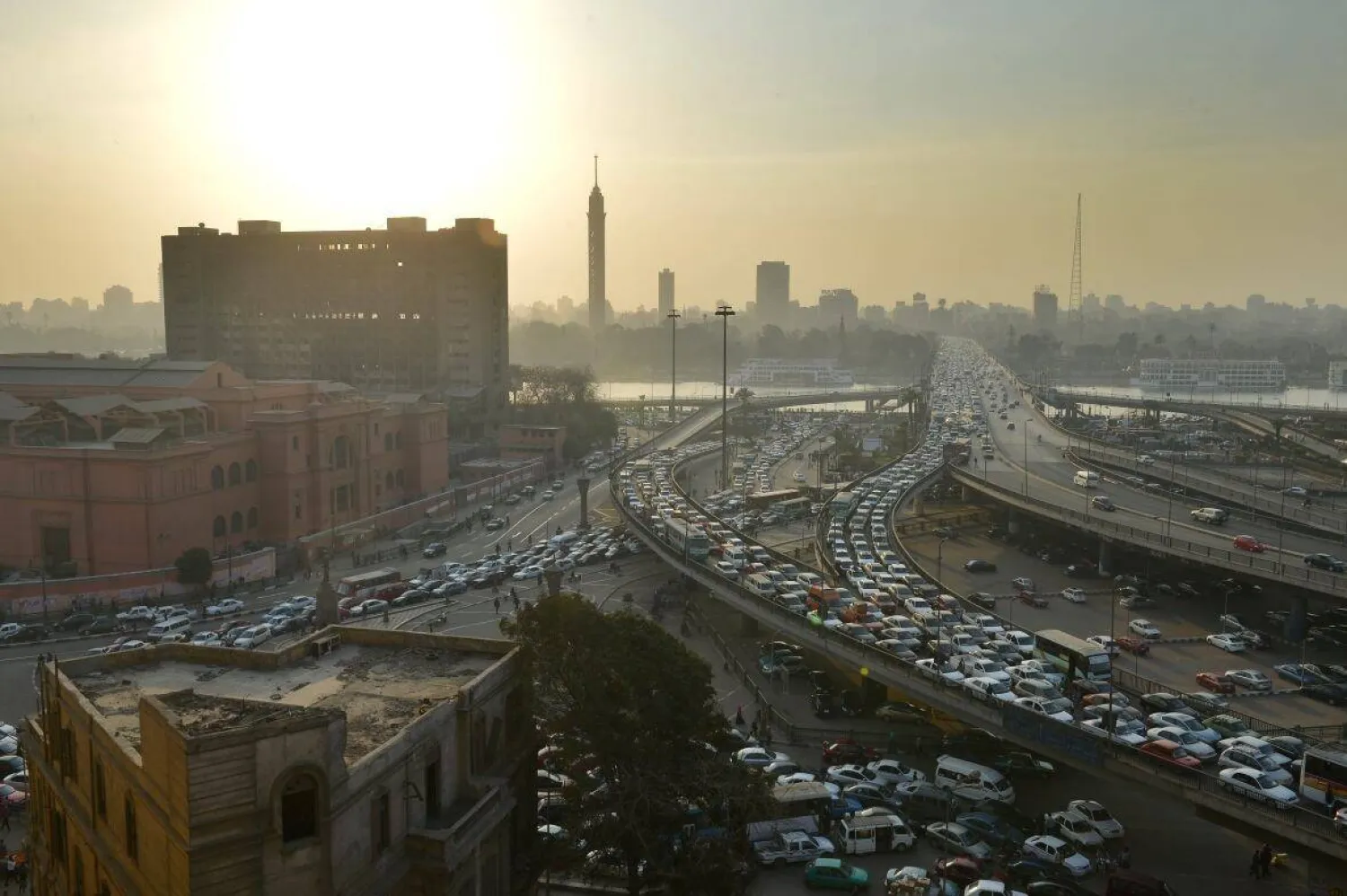 A view of a traffic jam in central Cairo in January 2013. (Khaled Desouki/AFP/Getty Images)