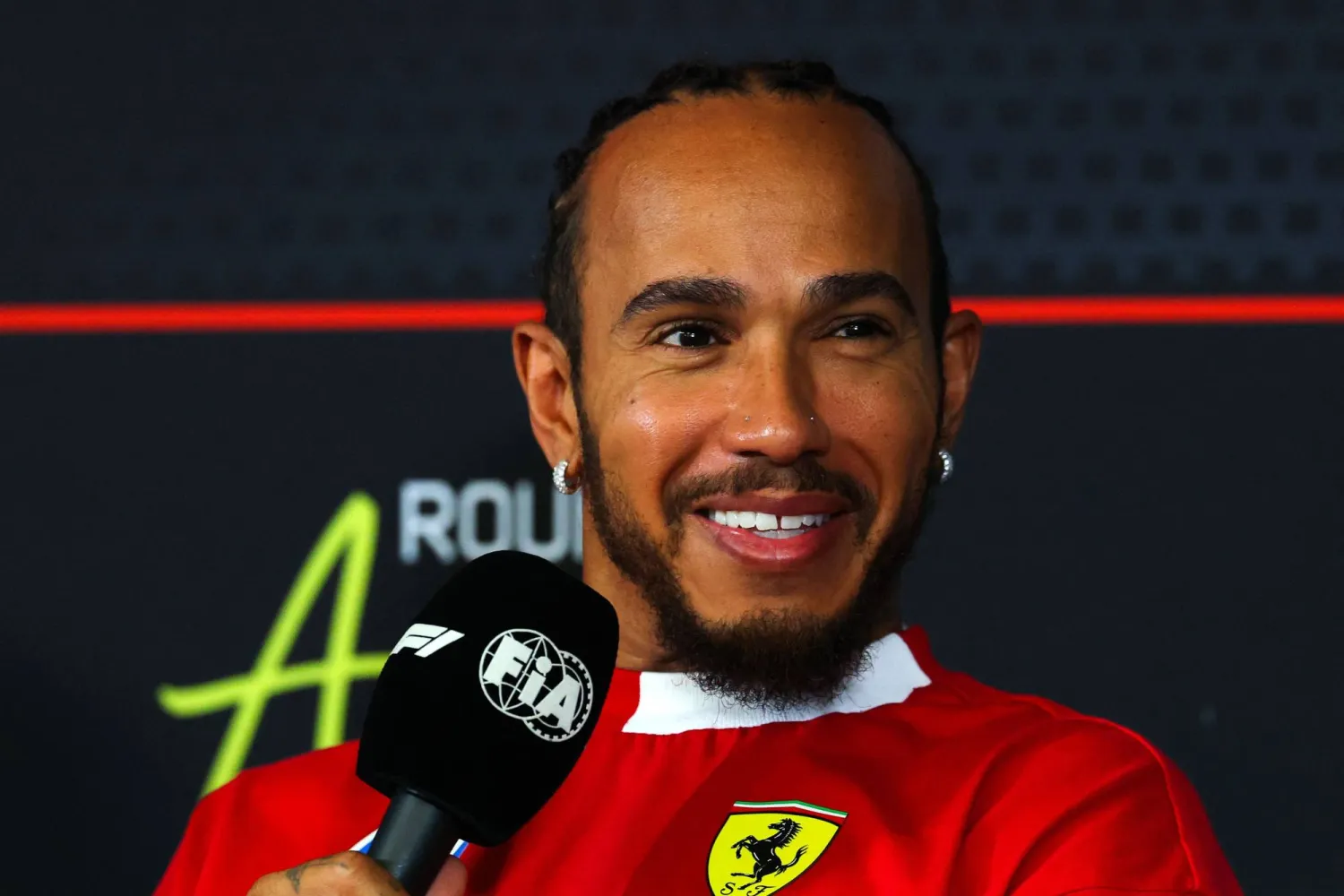 Lewis Hamilton of Great Britain and Scuderia Ferrari speaks in the Drivers Press Conference during previews ahead of the F1 Grand Prix of United States at Circuit of The Americas on October 16, 2025 in Austin, Texas. (Getty Images/AFP)
