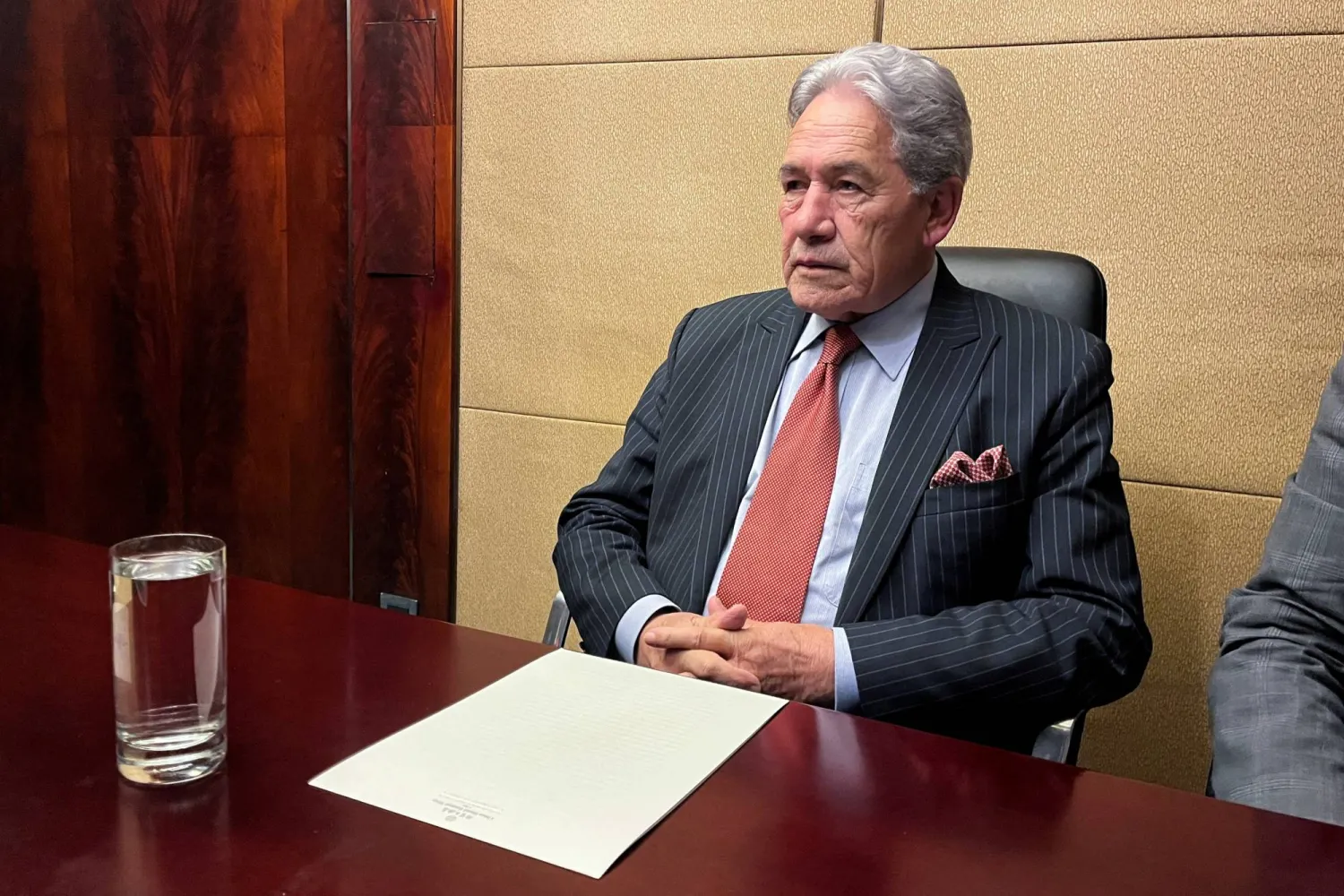New Zealand's Foreign Minister Winston Peters attends a press conference, following his meeting with Chinese Foreign Minister Wang Yi, in Beijing, China February 26, 2025. (Reuters)
