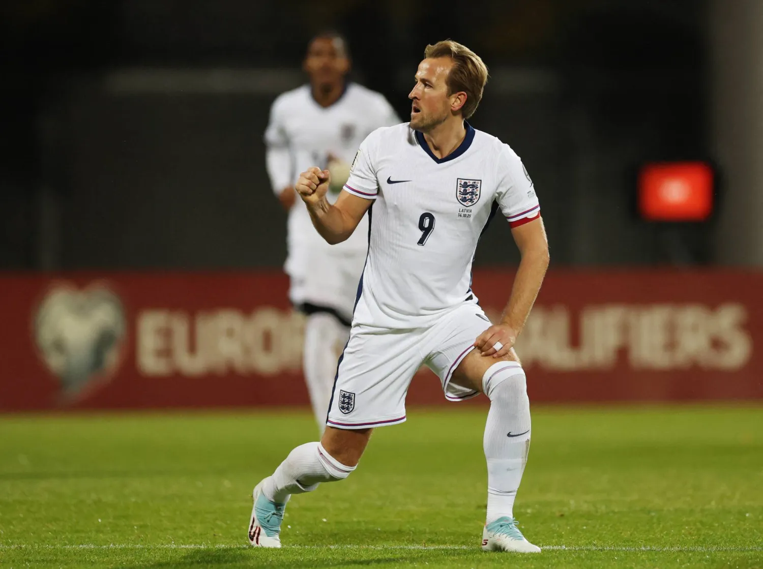 Soccer Football - FIFA World Cup - UEFA Qualifiers - Group K - Latvia v England - Daugava Stadium, Riga, Latvia - October 14, 2025 England's Harry Kane celebrates scoring their second goal Action Images via Reuters/Paul Childs