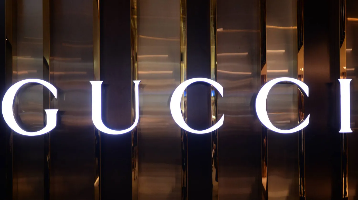 FILED - 28 March 2014, Switzerland, Basel: A view of the Italian fashion brand Gucci at the Baselworld international watch and jewelry fair in Basel. Photo: Patrick Seeger/dpa