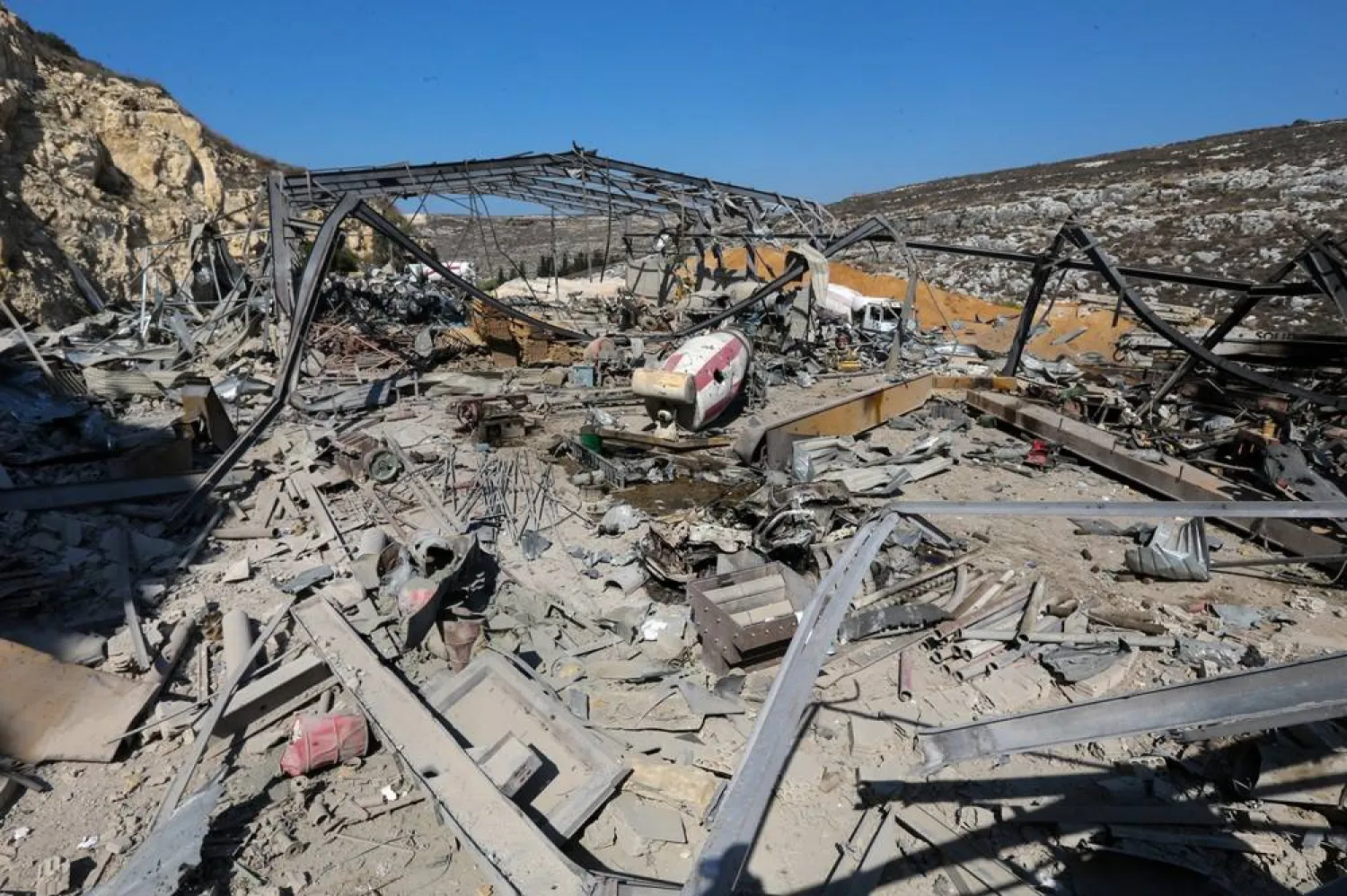 The damage is seen following a series of Israeli airstrikes on a cement plant in the southern Lebanese village of Ansar, Lebanon, 17 October 2025. (EPA)