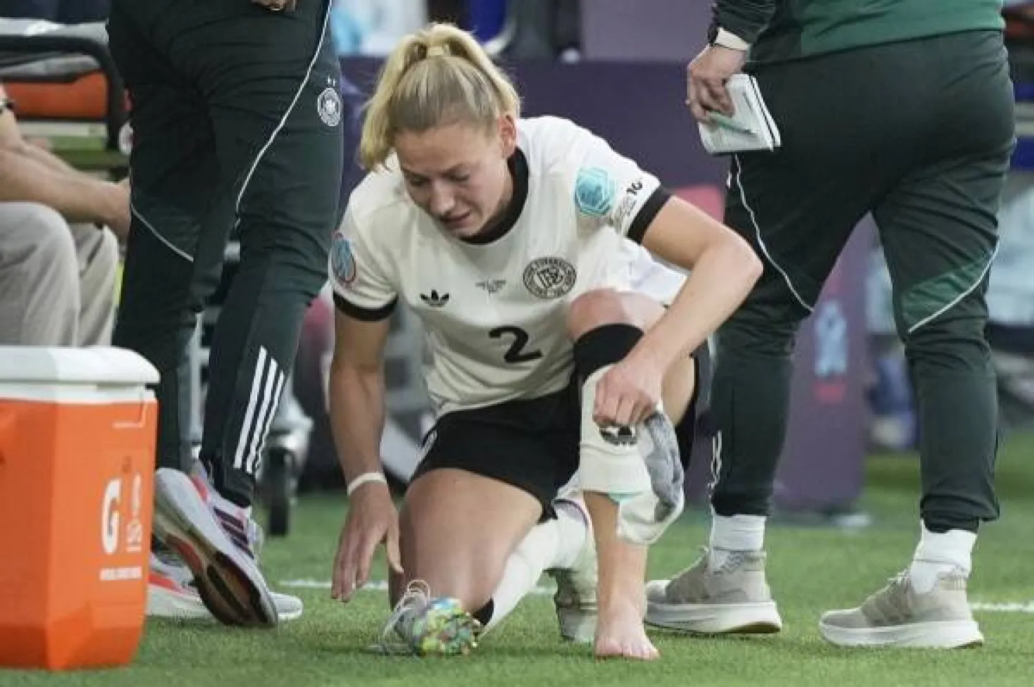 ساراي ليندر مدافعة منتخب ألمانيا (أ.ب)