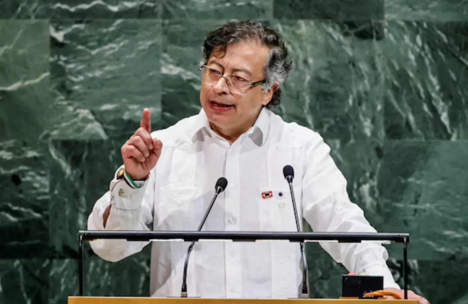 Colombian President Gustavo Petro addresses the 80th United Nations General Assembly at UN headquarters in New York, US, September 23, 2025. REUTERS/Eduardo Munoz 