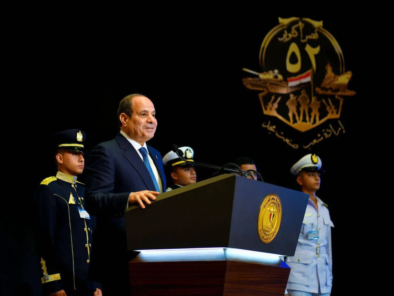 الرئيس المصري عبد الفتاح السيسي في كلمته بالندوة التثقيفية للقوات المسلحة (الرئاسة المصرية)