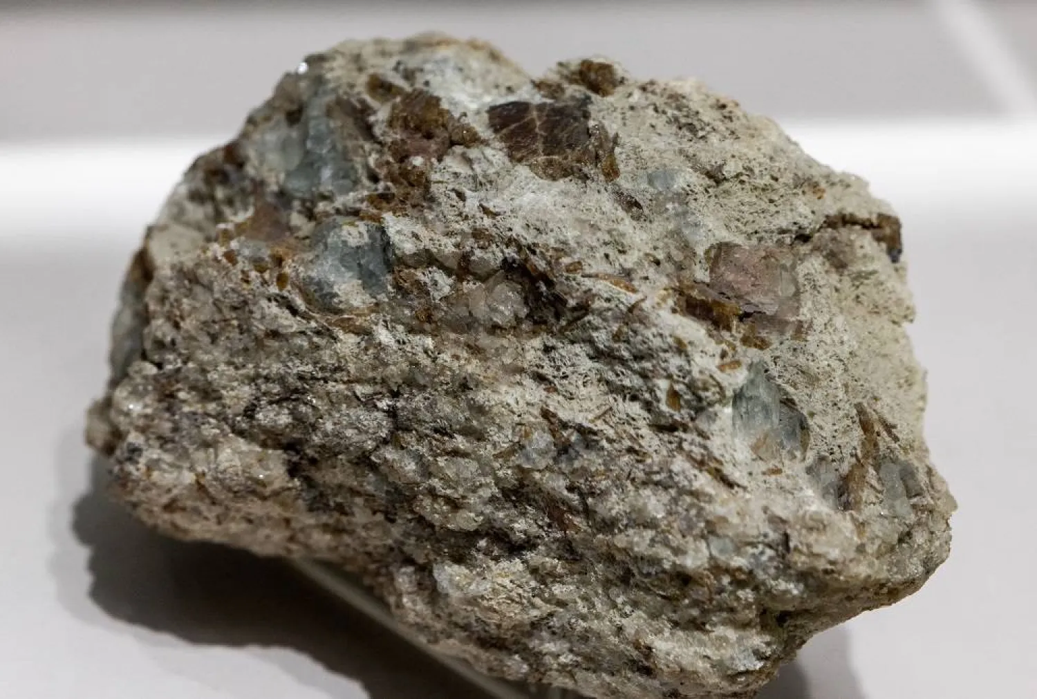 A sample of bastnaesite ore, a mineral used in the rare earth industry to extract elements such as cerium, lanthanum, and neodymium, is displayed at the Geological Museum of China in Beijing, China, October 14, 2025. (Reuters)