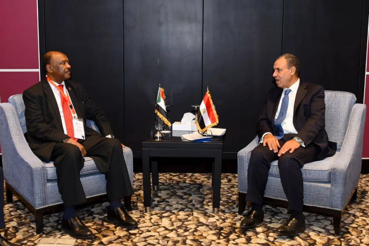 وزير الخارجية المصري بدر عبد العاطي خلال لقائه نظيره السوداني في أسوان (الخارجية المصرية)