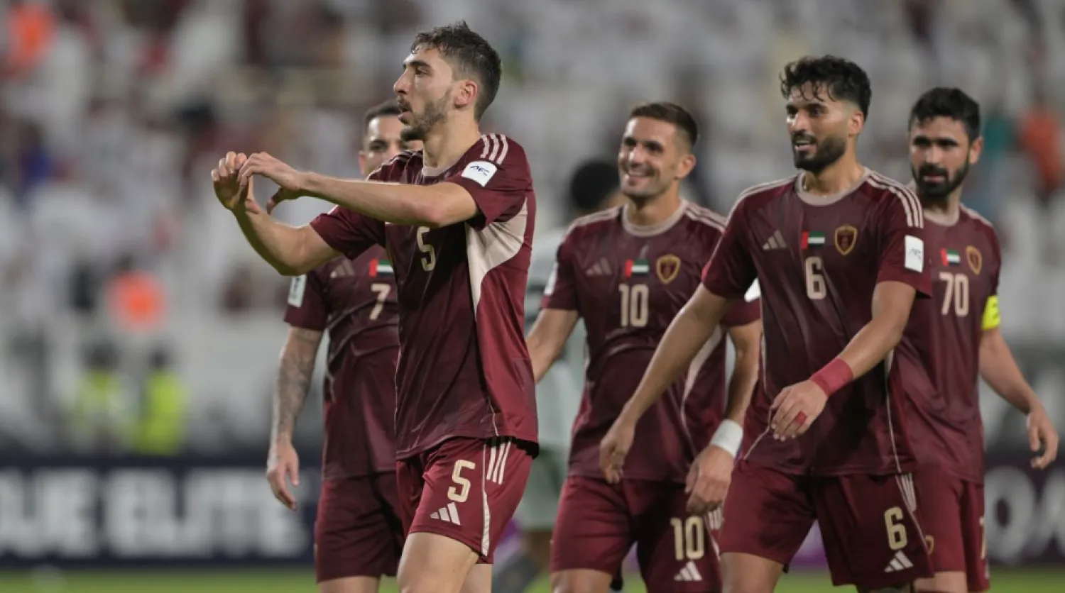 فرحة لاعبي الوحدة الإماراتي بالفوز على الدحيل (الاتحاد الآسيوي)