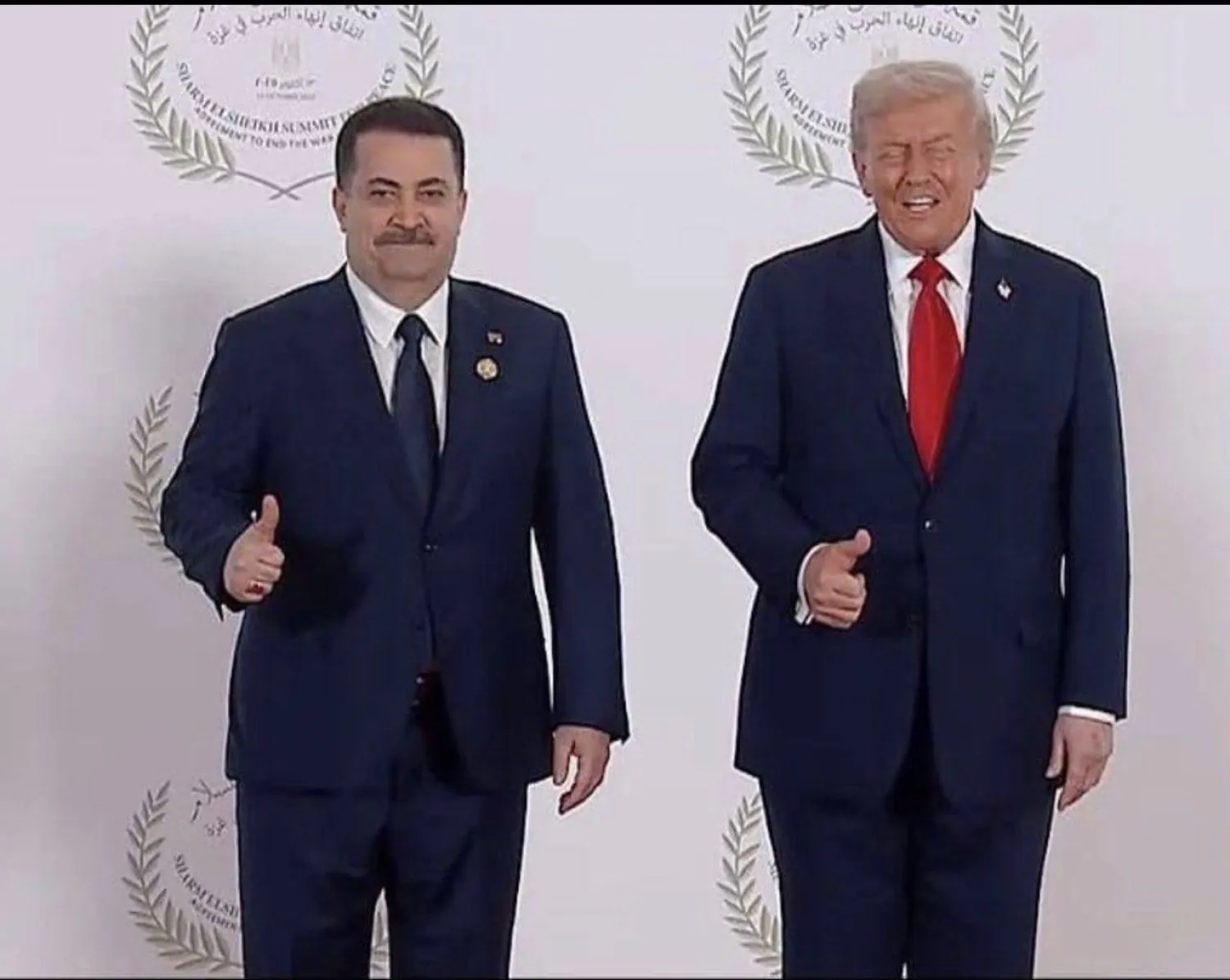 الرئيس الأميركي دونالد ترمب ورئيس الحكومة العراقية محمد شياع السوداني على هامش قمة شرم الشيخ (إعلام حكومي)