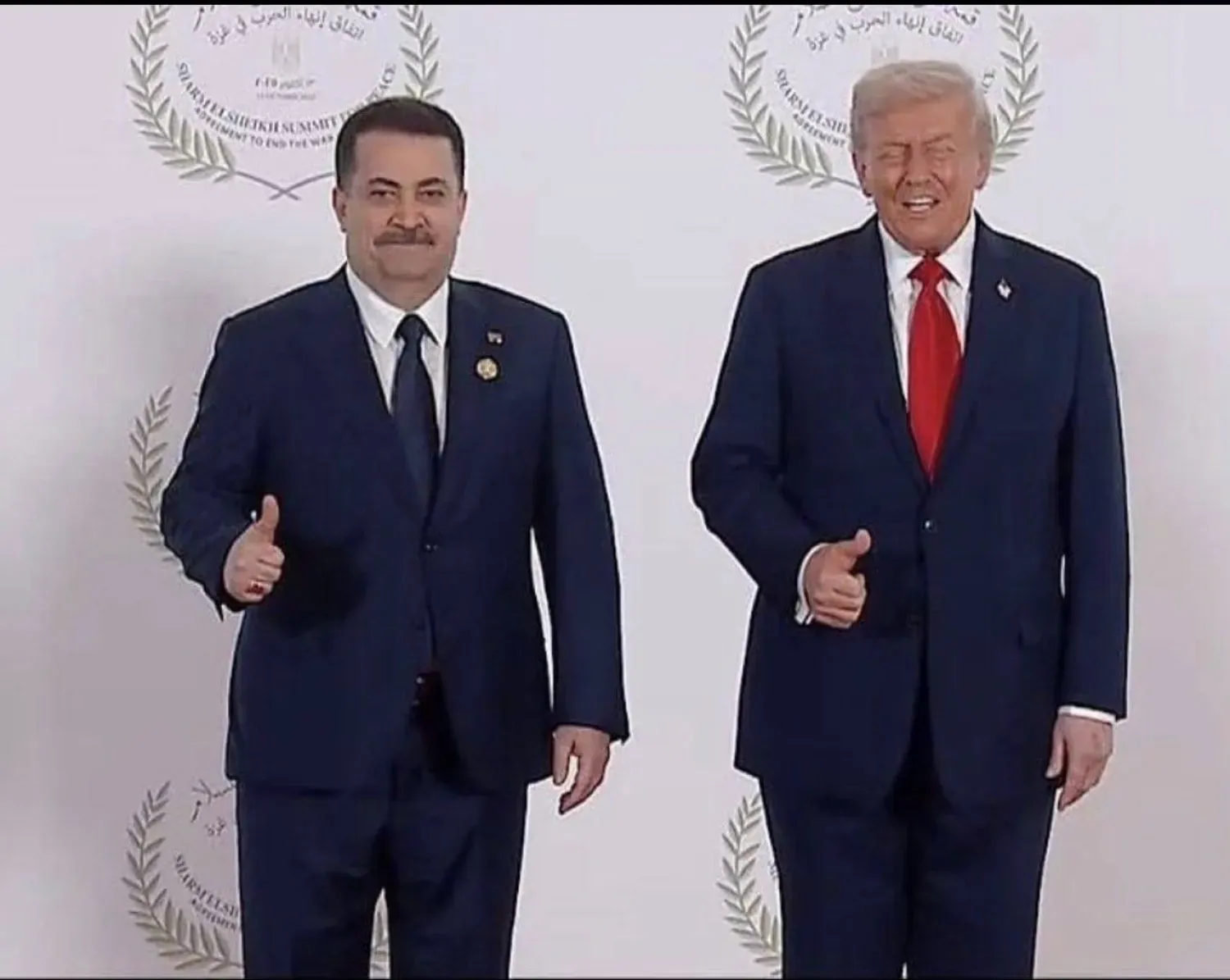 ABD Başkanı Donald Trump ve Irak Başbakanı Muhammed Şiya es-Sudani, Şarm el-Şeyh zirvesi sırasında (Hükümet medyası)