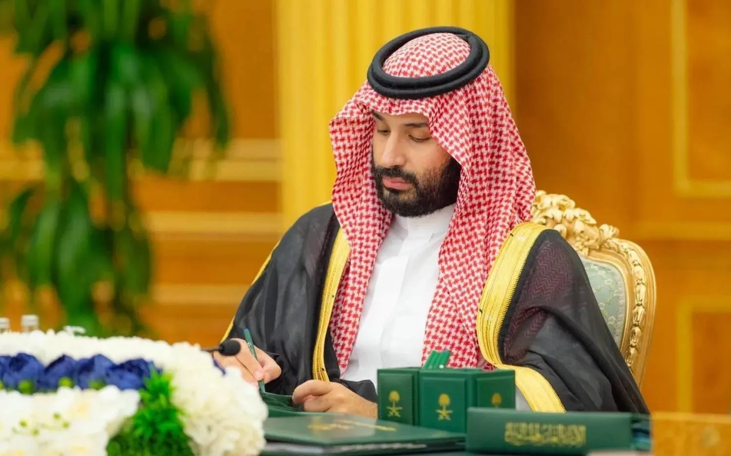 Prince Mohammed bin Salman bin Abdulaziz Al Saud, Crown Prince and Prime Minister, chairs the cabinet meeting in Riyadh. (SPA)