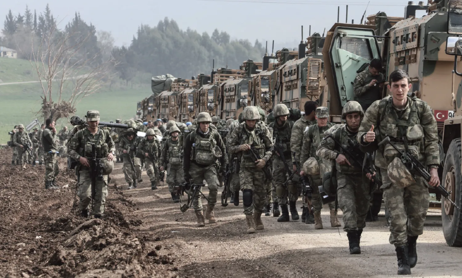 قوات الجيش التركي أثناء دخولها عفرين شرق حلب ضمن عملية «غصن الزيتون» عام 2018 (أرشيفية)