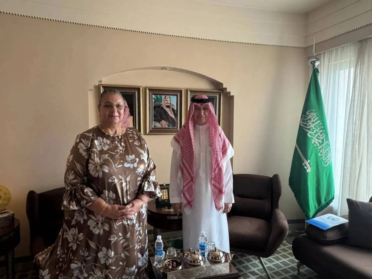 The Chargé d'Affaires of the Saudi Embassy in Libya, Abdullah Al-Sulami, and Special Representative of the Secretary-General for Libya and Head of the UN Support Mission in Libya (UNSMIL) Hannah Tetteh. (UNSMIL) 